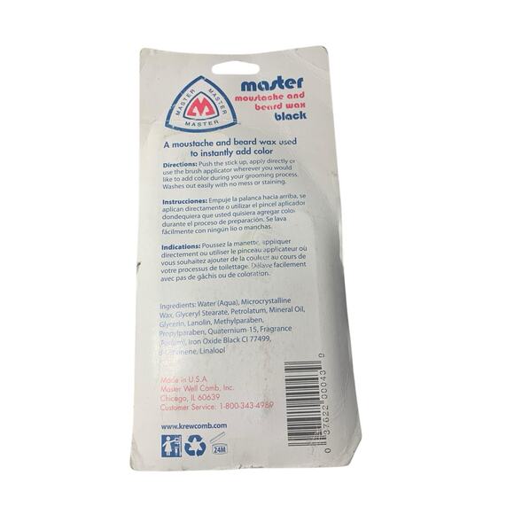 Master Well Comb Mustache & Beard Grooming Wax Stick BLACK with Comb 1 oz Damage - Picture 3 of 3